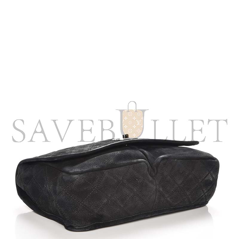 CHANEL LARGE ULTRA SOFT SUEDE CALFSKIN NATURAL BEAUTY FLAP BLACK  (33*22*9cm)